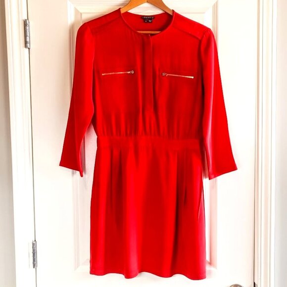 Theory Brunella Red Silk Mini Dress - Picture 3 of 7